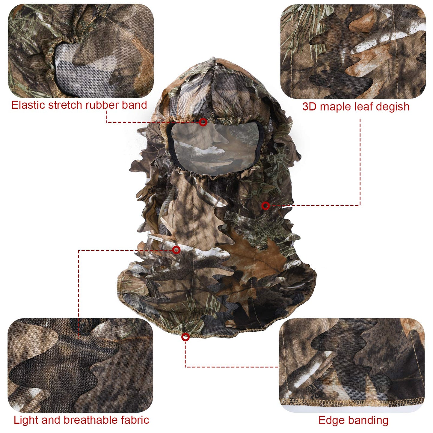 Sabertoo Ghillie Face Mask 3D Leafy TREE camo